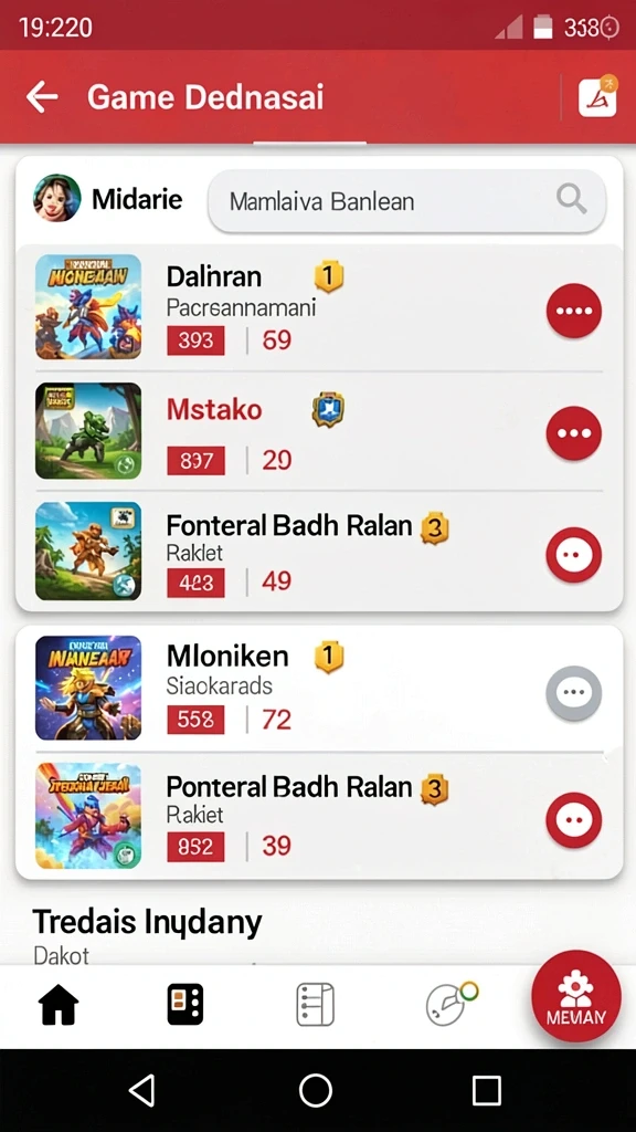 Screenshot menampilkan variasi permainan yang tersedia.
