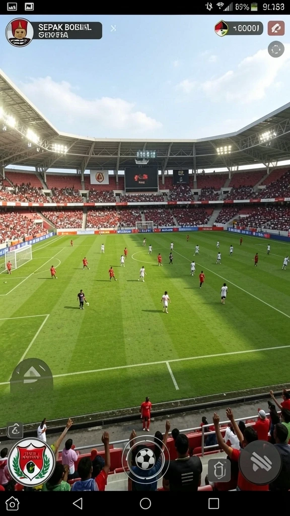 Menampilkan pertempuran seru dengan monster dari game.