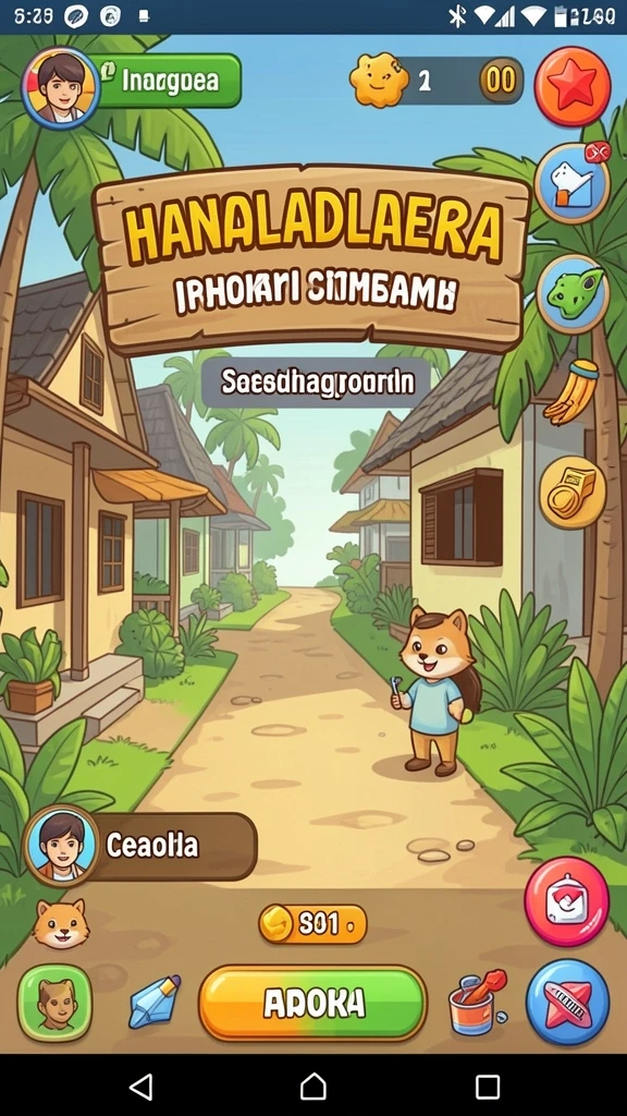 Screenshot menampilkan antarmuka utama permainan dengan desain yang menarik.