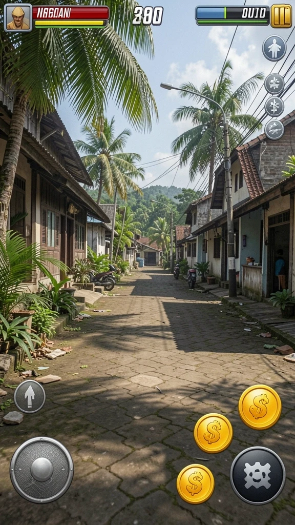 Menampilkan karakter utama dalam aksi seru.